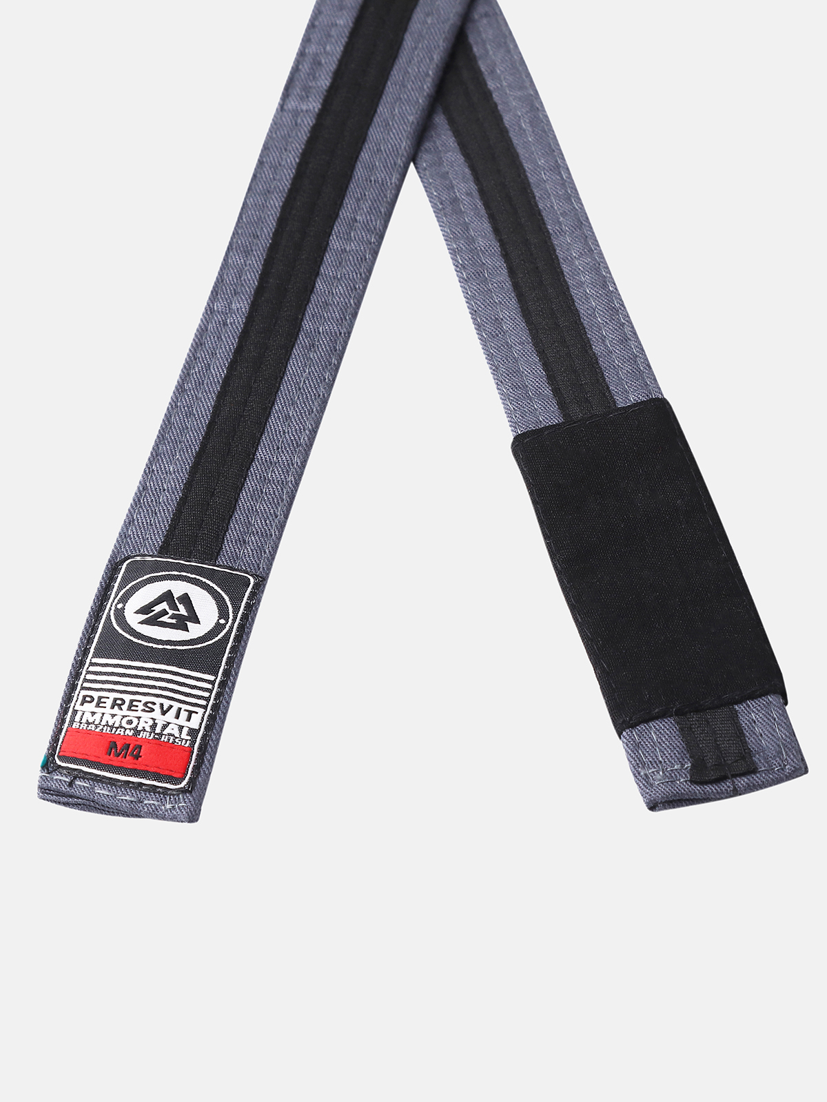 Kids BJJ Gi Belt Grey Black Stripe, Photo No. 2